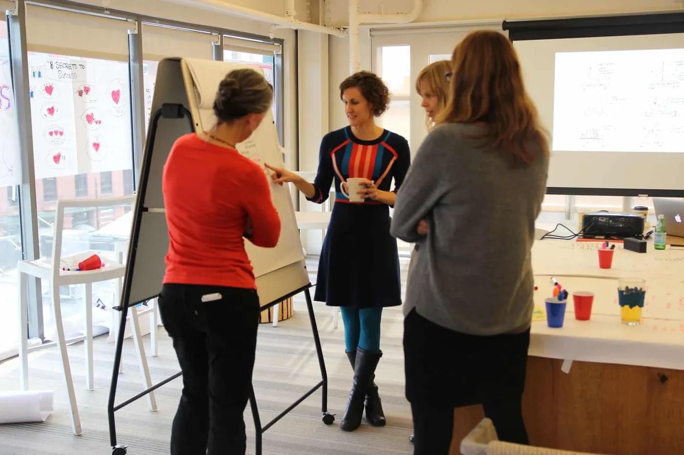An ImageThink facilitator leads a small workshop at a flip chart.