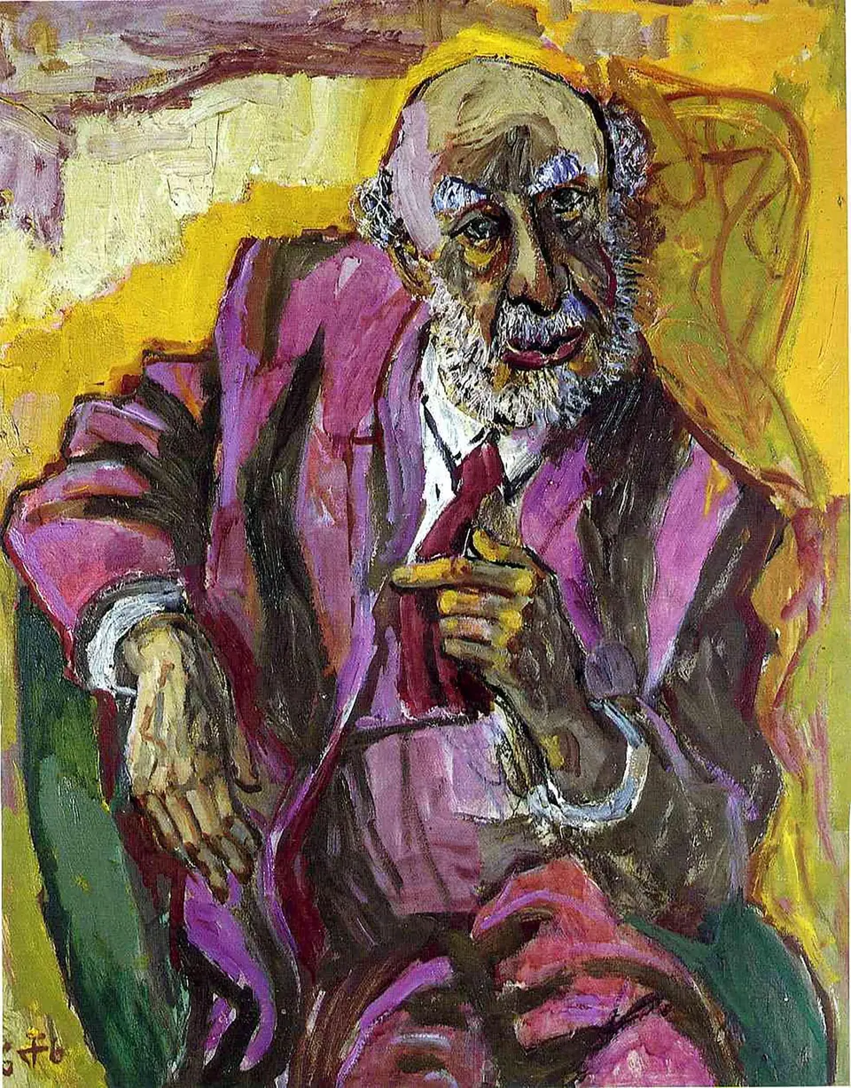 Fritz Perls as painted by Otto Dix in 1966. Oil on canvas.