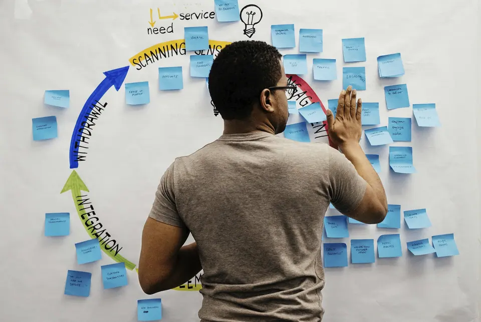 An individual conducting visual note taking instead of traditional note taking.