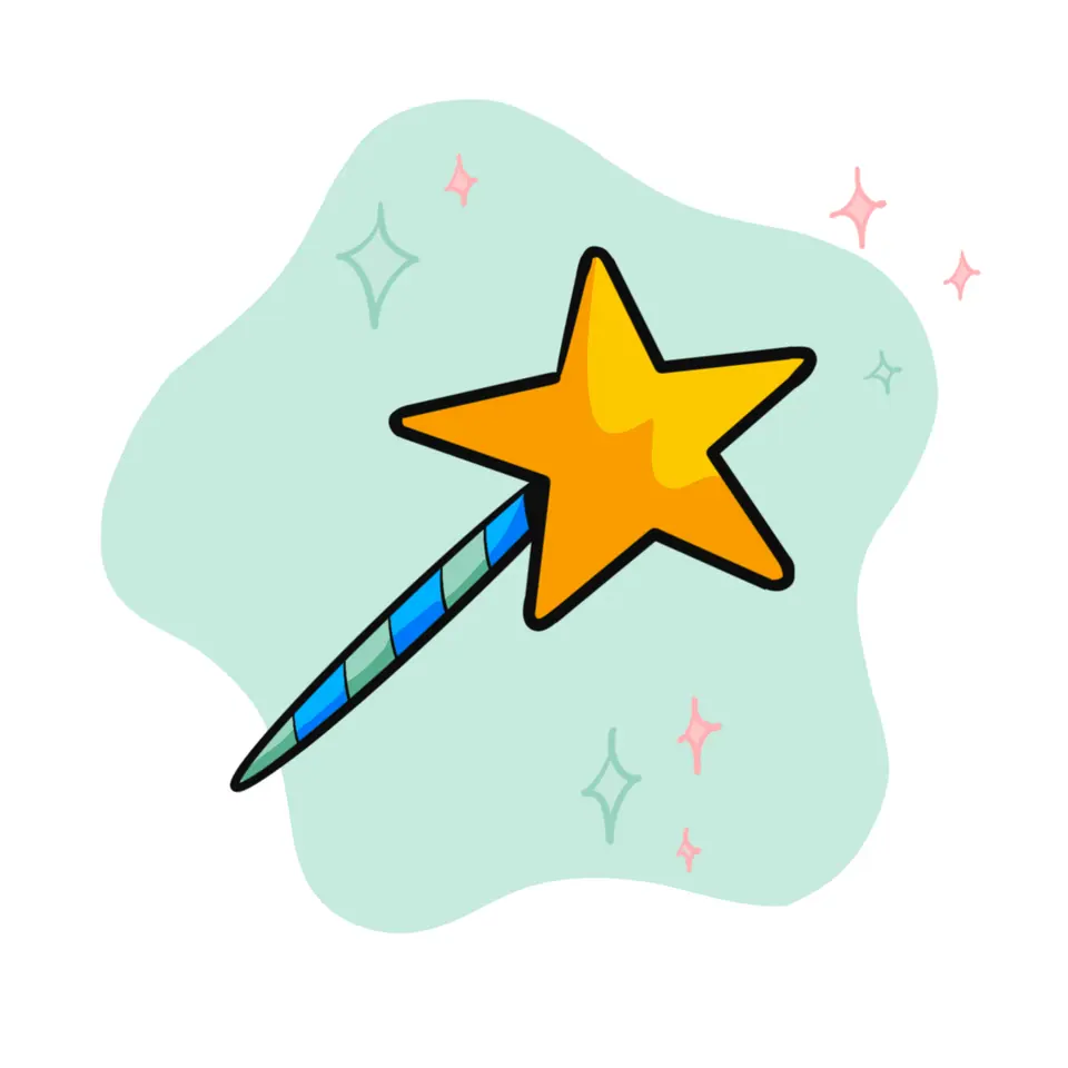 ImageThink icon for captivation - a glittering striped wand with a star tip.