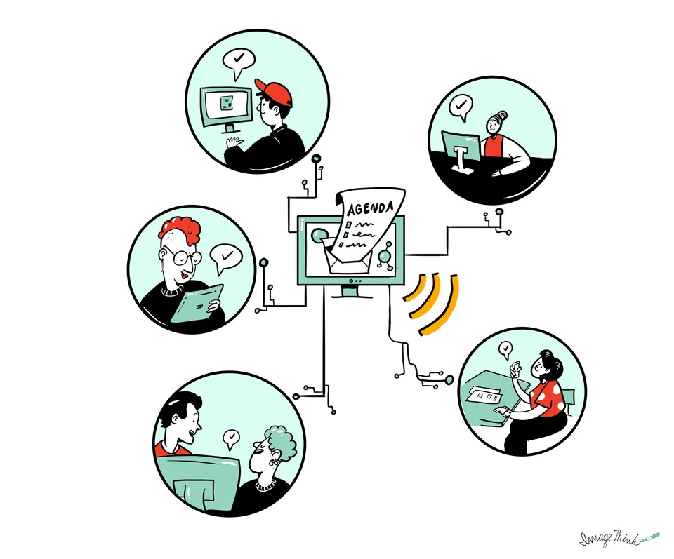 Drawing of a shared visual agenda on screen