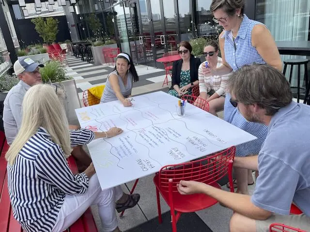 An ImageThink visual strategist leading a college communications team retreat